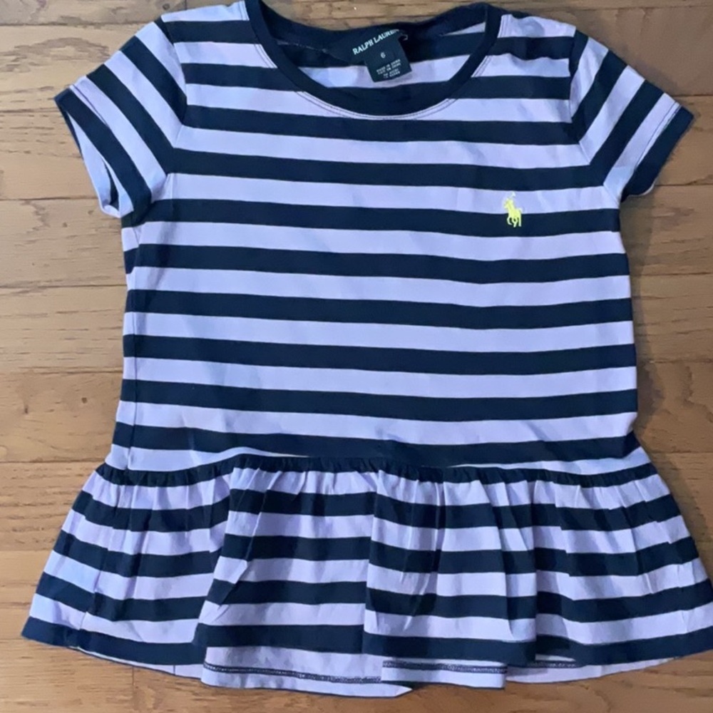 Ralph Lauren Blue and Purple Striped Short Sleeve Tee